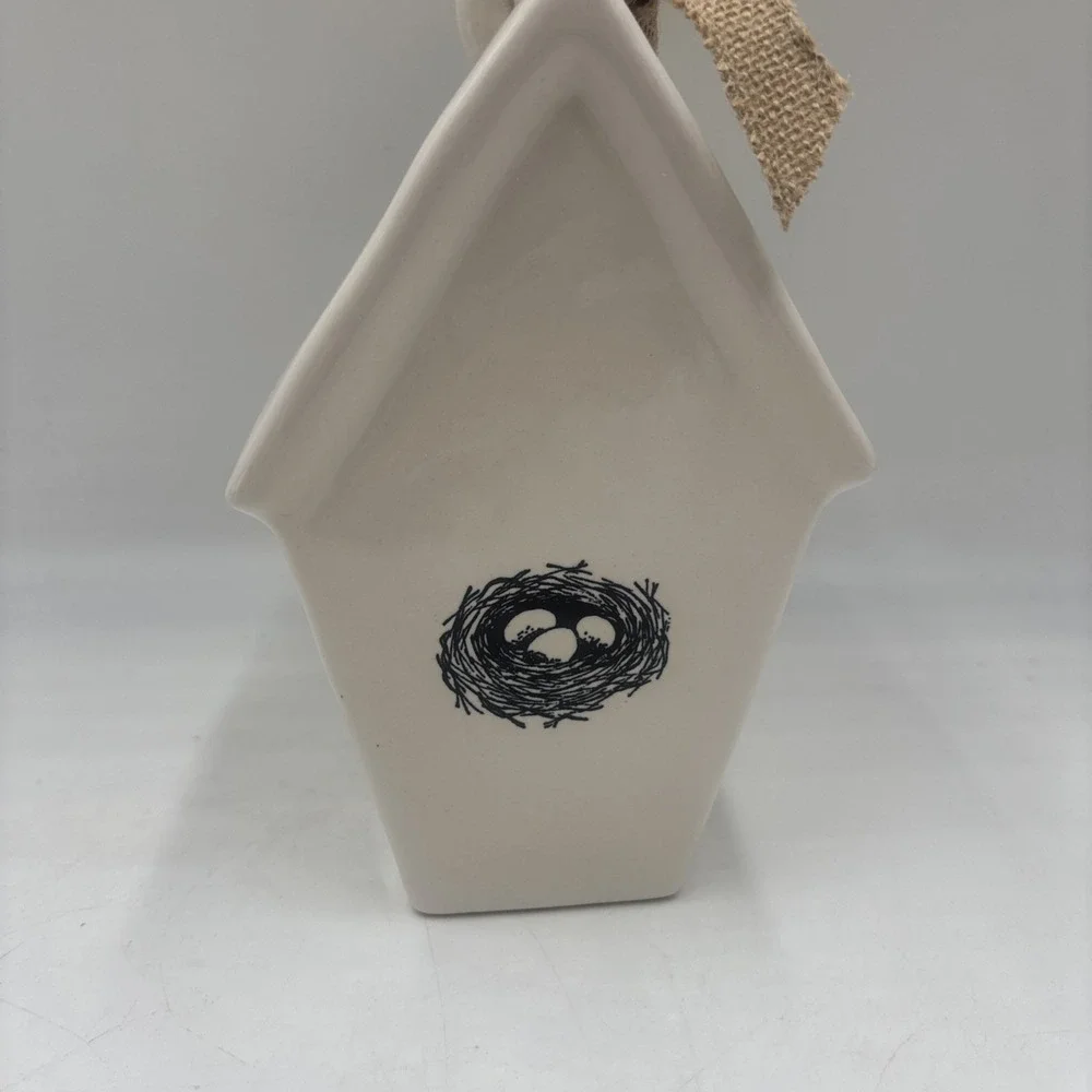 RAE DUNN White REST Ceramic BIRD HOUSE Nest SLANT ROOF Brand NEW ~ FREE SHIP!